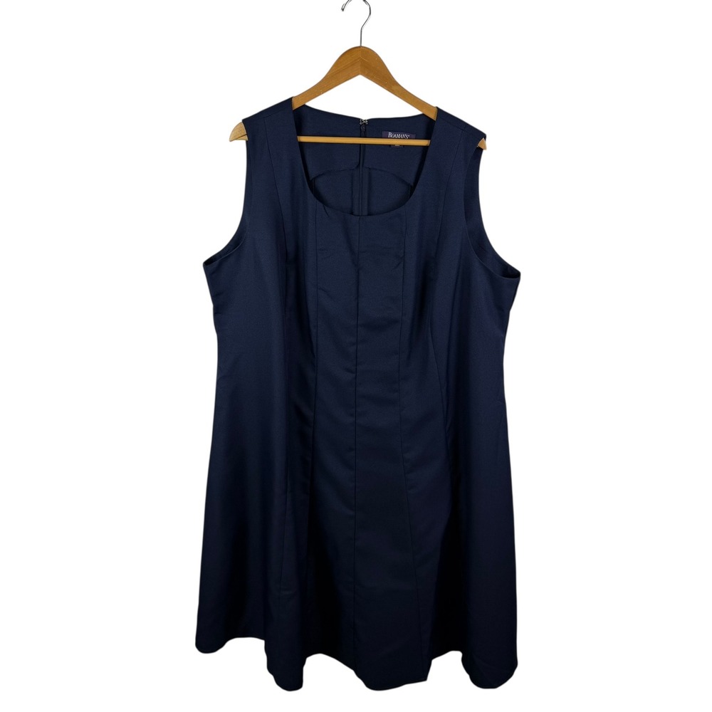 Roamans Navy Sheath Dress Size 26W‎ Sleeveless Modest Classic Office Church